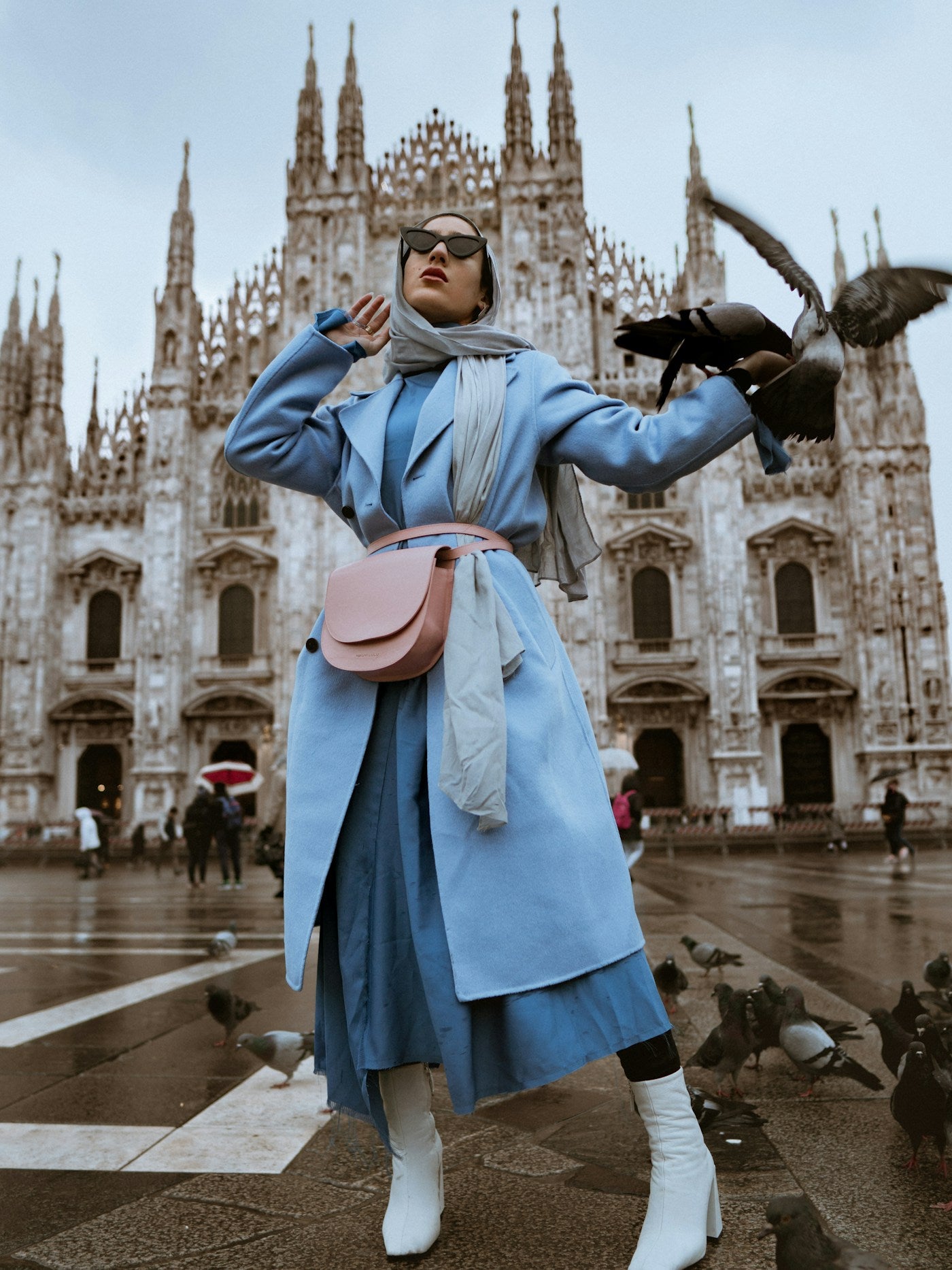 Woman styling the Peddify Milano Soft Tailored Coat